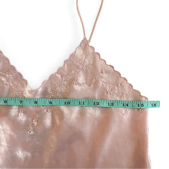 VINTAGE Pink Dainty Flower Embroidered Beaded Camisole Y2K Fairycore M - Picture 4 of 6